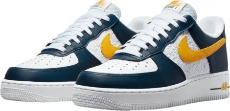Кроссовки Nike AIR FORCE 1 LOW EMB бело-темно-сине-желтые FJ4209-400