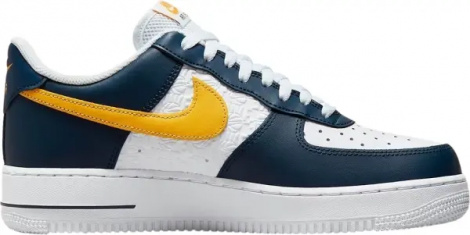 Кроссовки Nike AIR FORCE 1 LOW EMB бело-темно-сине-желтые FJ4209-400