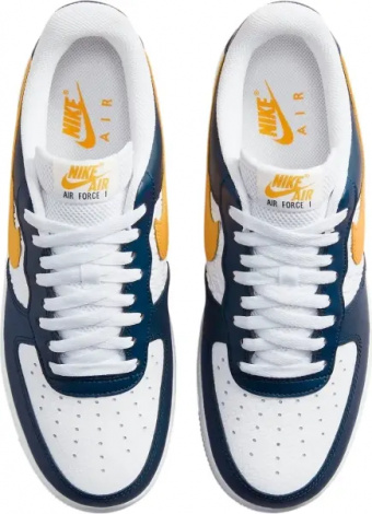 Кроссовки Nike AIR FORCE 1 LOW EMB бело-темно-сине-желтые FJ4209-400