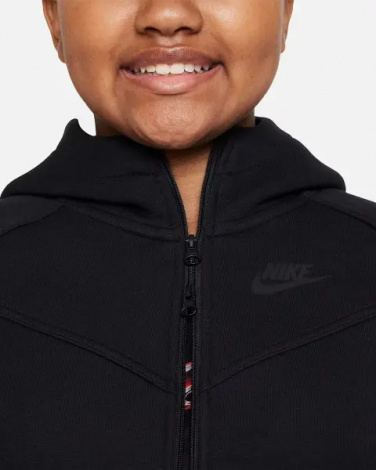 Толстовка підліткова Nike SPORTSWEAR TECH FLEECE FULL-ZIP (EXTENDED SIZE) чорна FD2980-010