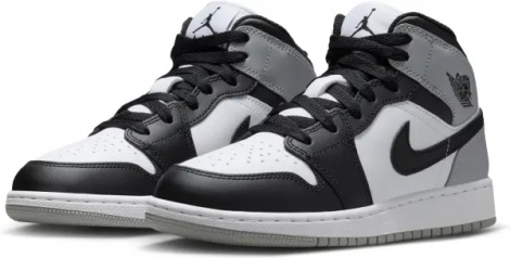 Кросівки підліткові Nike AIR JORDAN 1 MID (GS) біло-чорно-сірі DQ8423-101