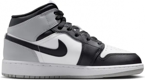Кросівки підліткові Nike AIR JORDAN 1 MID (GS) біло-чорно-сірі DQ8423-101