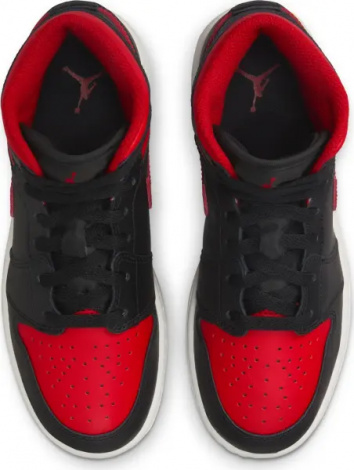 Кросівки підліткові Nike AIR JORDAN 1 MID (GS) чорно-червоні DQ8423-067