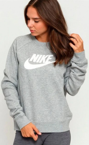 Свитшот женский Nike NSW ESSNTL CREW FLC HBR серый BV4112-063