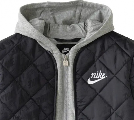 Куртка дитяча Nike FLEECE HOODED QUILT чорно-сіра 86N071-023