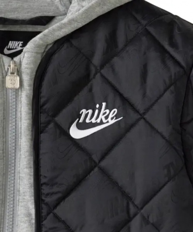 Куртка дитяча Nike FLEECE HOODED QUILT чорно-сіра 86N071-023