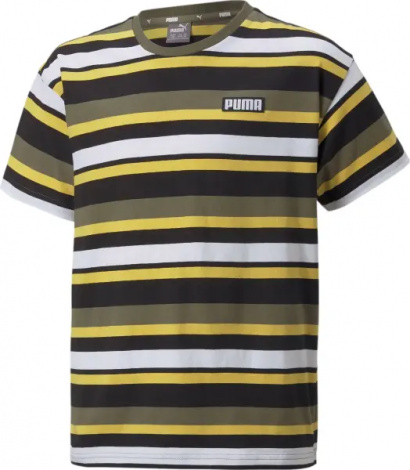 Футболка подростковая Puma ALPHA STRIPED оливково-черно-желтая 847293-32
