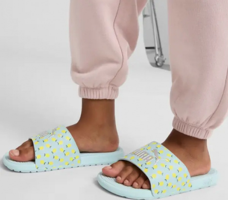 Шлепанцы детские Puma COOL CAT 2.0 LEMON бирюзово-лимонные 395655-02