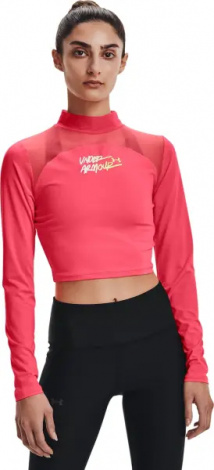 Лонгслів жіночий Under Armour HEATGEAR® CROP MOCK NECK TOP кораловий 1365760-819