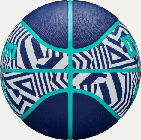 Баскетбольний м'яч Wilson NBA DRV PLUS DAZZLE CAMO OUTDOOR INDIGO темно-синьо-бірюзово-білий