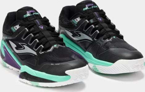 Кроссовки теннисные Joma SLAM черно-бирюзово-фиолетовые TSLAMS2501OM