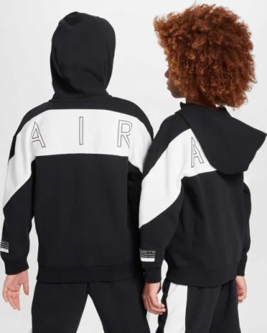 Толстовка підліткова Nike AIR FLEECE чорно-біла HV1219-010