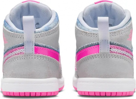 Кроссовки детские Nike JORDAN 1 MID SE (TD) светло-серо-голубо-розовые HQ2000-400