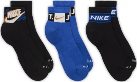 Шкарпетки Nike EVERYDAY PLUS ANKLE SOCKS чорні, сині (3 пари) HJ9378-902
