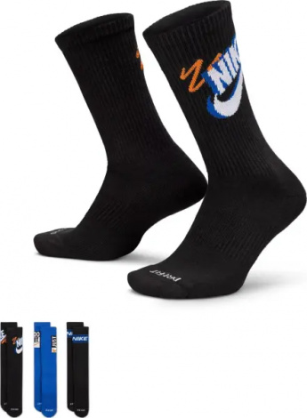 Шкарпетки Nike EVERYDAY PLUS CREW SOCKS чорні, сині (3 пари) HJ9339-902