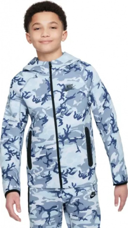 Толстовка підліткова Nike TECH FLEECE CAMO блакитно-синя FN9118-493