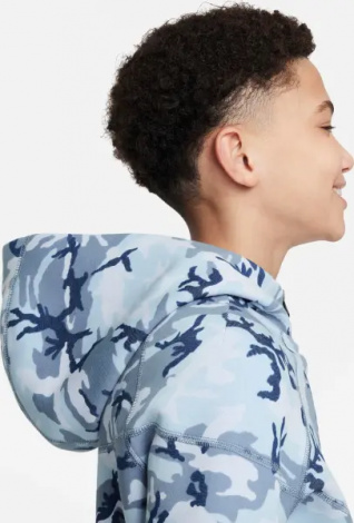 Толстовка підліткова Nike TECH FLEECE CAMO блакитно-синя FN9118-493