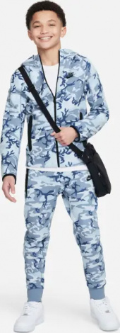 Толстовка підліткова Nike TECH FLEECE CAMO блакитно-синя FN9118-493