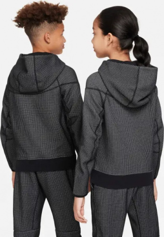 Толстовка подростковая Nike SPORTSWEAR TECH FLEECE WINTERIZED черно-серая FJ6023-010