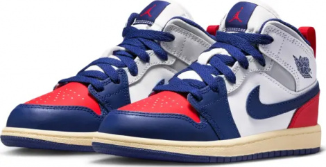 Кроссовки детские Nike AIR JORDAN 1 MID (PS) сине-бело-красные DQ8424-102