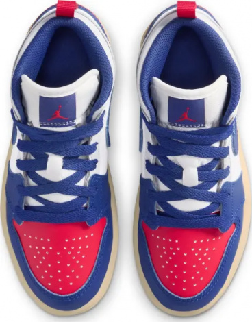 Кроссовки детские Nike AIR JORDAN 1 MID (PS) сине-бело-красные DQ8424-102
