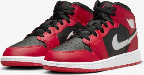 Кроссовки подростковые Nike AIR JORDAN 1 MID (GS) красно-черные DQ8423-061