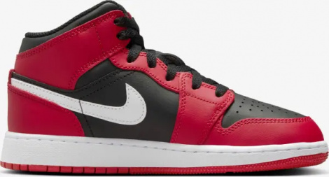 Кроссовки подростковые Nike AIR JORDAN 1 MID (GS) красно-черные DQ8423-061