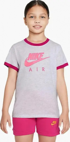 Футболка подростковая Nike AIR серо-розовая DO4641-051