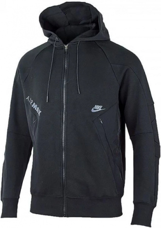 Толстовка Nike M NSW AIR MAX FLC FZ HOODIE BB черная DJ5080-010