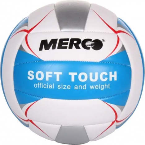 Волейбольний м'яч Merco SOFT TOUCH біло-срібно-блакитно-червоний