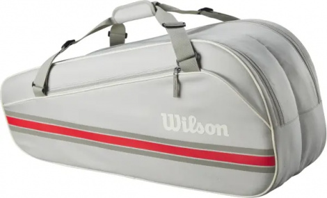 Сумка для тенниса Wilson TEAM 6 светло-серо-красная WR8039903001