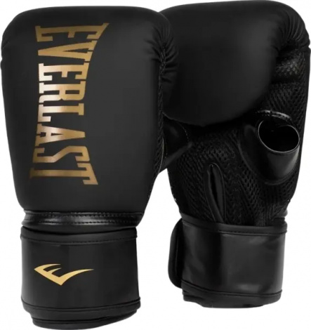 Перчатки боксерские Everlast ELITE CARDIO BOXING GLOVES черно-золотые L/XL P00003320