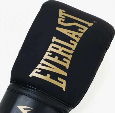 Перчатки боксерские Everlast ELITE CARDIO BOXING GLOVES черно-золотые S/M P00003319