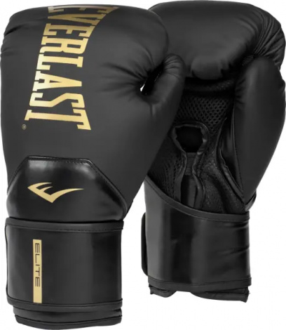 Перчатки боксерские Everlast ELITE 2 BOXING GLOVES черно-золотые (14 унций) P00003272