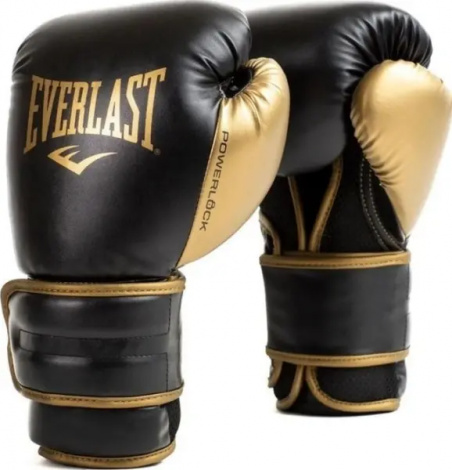 Рукавички боксерські Everlast POWERLOCK 2R TRAINING GLOVES чорно-золоті (10 унцій) P00002661