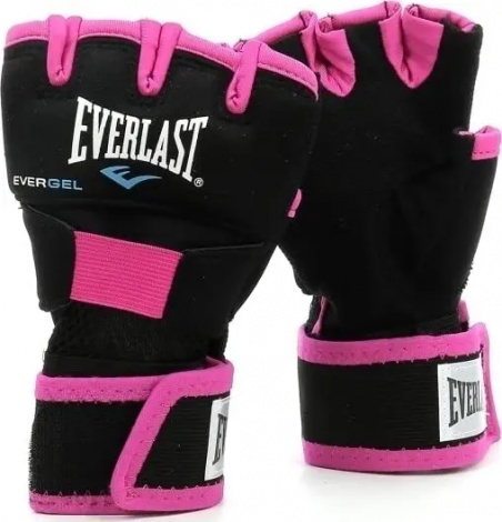 Перчатки-бинты женские Everlast EVERGEL HAND WRAPS черно-розовые M/L P00000737