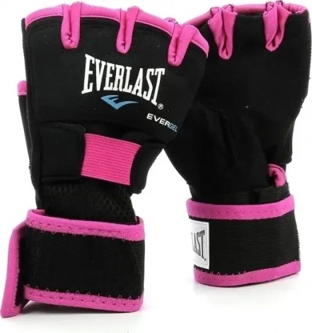 Перчатки-бинты женские Everlast EVERGEL HAND WRAPS черно-розовые M/L P00000737