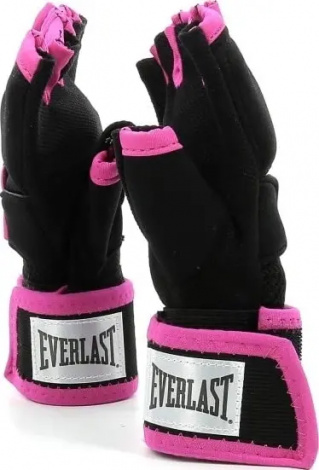 Перчатки-бинты женские Everlast EVERGEL HAND WRAPS черно-розовые S/M P00000736