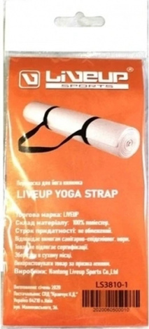 Ремінець для килимка для йоги LiveUp YOGA STRAP чорний LS3810-1