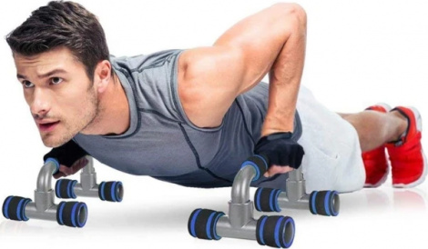 Упори для віджимань LiveUp PLASTIC PUSH UP BAR чорно-сіро-сині LS3164E