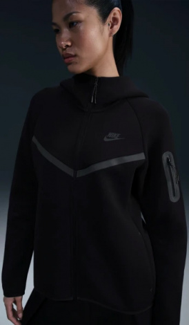 Толстовка женская Nike SPORTSWEAR TECH FLEECE WINDRUNNER FULL-ZIP HOODIE черная HV6747-010