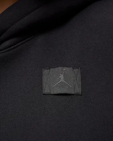 Худи женское Nike JORDAN FLIGHT FLEECE SATIN-LINED PULLOVER HOODIE черное FV7050-010