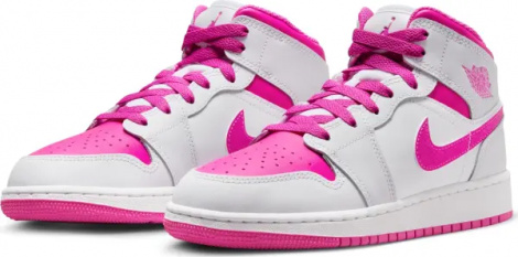 Кроссовки подростковые Nike AIR JORDAN 1 MID (GS) бело-розовые FD8780-500