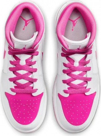 Кроссовки подростковые Nike AIR JORDAN 1 MID (GS) бело-розовые FD8780-500