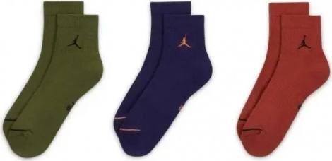 Шкарпетки Nike JORDAN EVERYDAY ANKLE оливкові, темно-сині, темно-помаранчеві (3 пари) DX9655-912