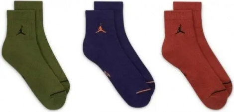 Шкарпетки Nike JORDAN EVERYDAY ANKLE оливкові, темно-сині, темно-помаранчеві (3 пари) DX9655-912