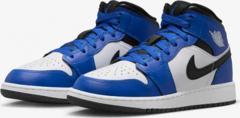 Кросівки підліткові Nike AIR JORDAN 1 MID (GS) синьо-біло-чорні DQ8423-402