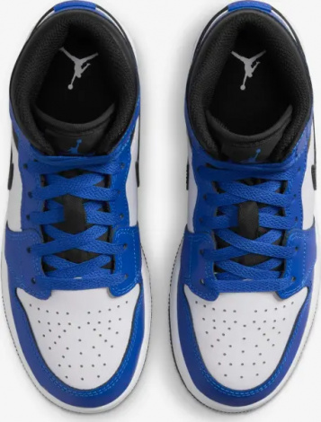 Кросівки підліткові Nike AIR JORDAN 1 MID (GS) синьо-біло-чорні DQ8423-402