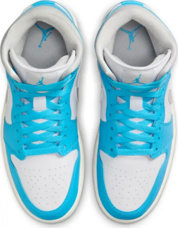 Кросівки жіночі Nike AIR JORDAN 1 MID блакитно-біло-світло-сірі BQ6472-400