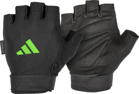 Перчатки для тренинга Adidas ESSENTIAL ADJUSTABLE GLOVES черно-зеленые M ADGB-12454-NL
